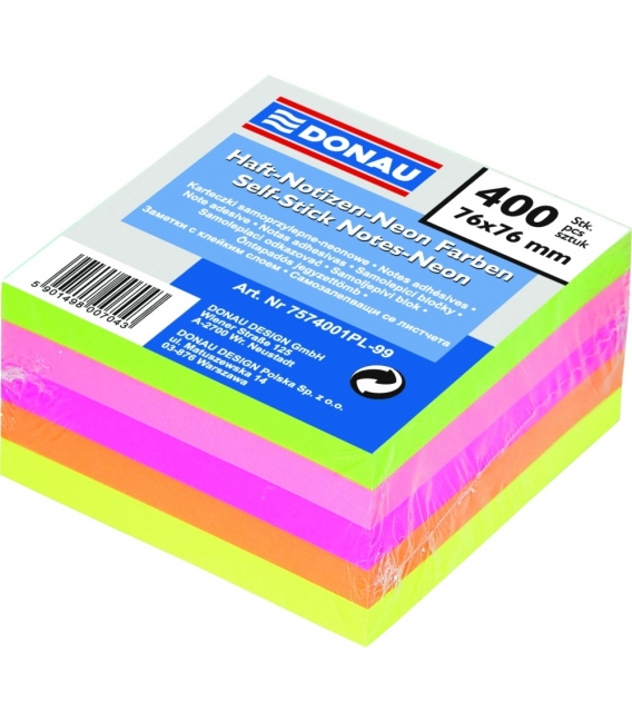 Blok lepící 76x76 5 barev neon 400 listů