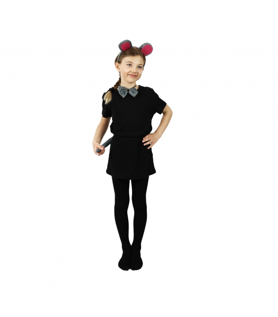 Maska karnevalová Myš s ocasem, čelenkou a motýlkem