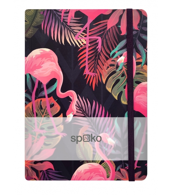 Kniha záznamní s gumou A5 linka Plameňák