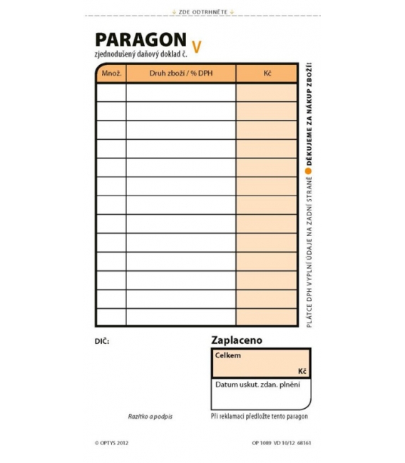 Paragon A6 samopropis číslovaný /1086/