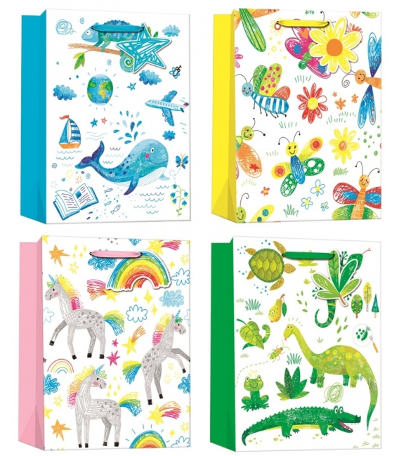 Taška dárková L 26x32x12cm dětská s glitrem 2