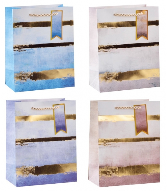 Taška dárková M 18x23x10cm zlatá ražba 2