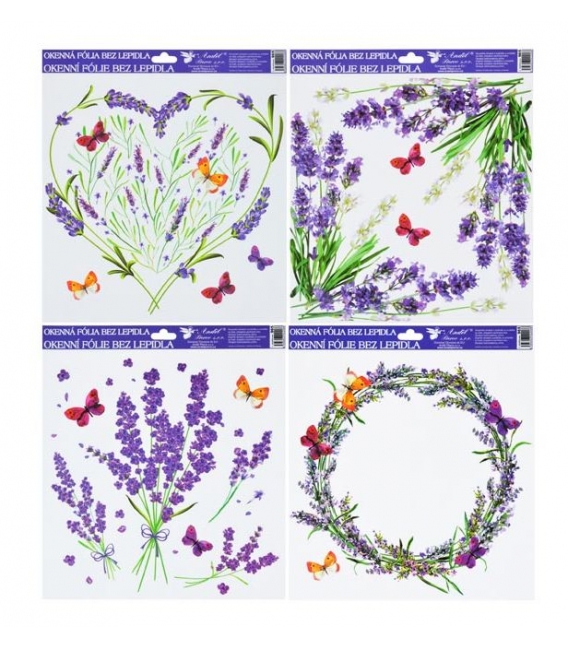 Fólie adhezní na okno celorok Levandule 30x30cm