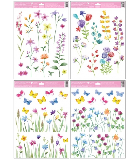 Fólie adhezní na okno celorok Jarní louka 30 x 42 cm