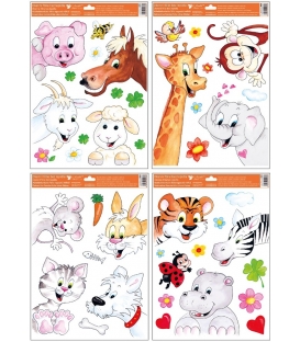 Fólie adhezní na okno celorok Vykukující zvířátka 30 x 42 cm