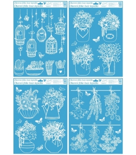 Fólie adhezní na okno celorok Bílé květiny 30 x 42 cm