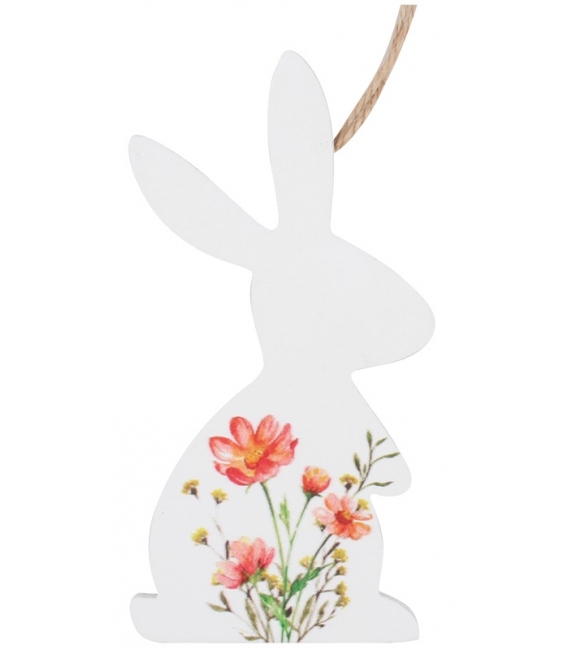 Zajíc 12cm s květinovým vzorem na zavěšení