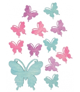 Dřevění motýli 4 cm sada 12ks