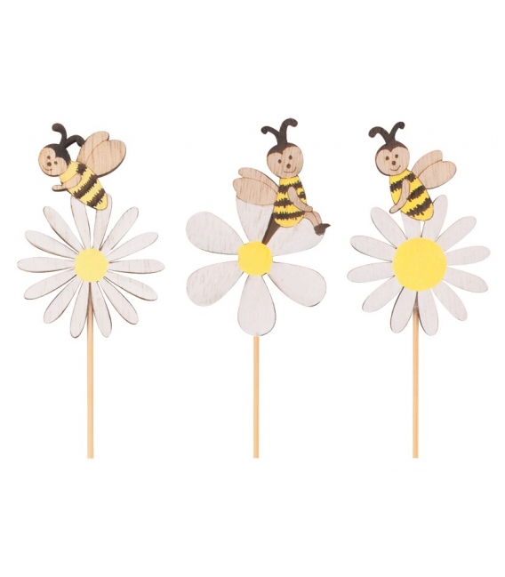 Kytička s včelkou dřevěná na špejli