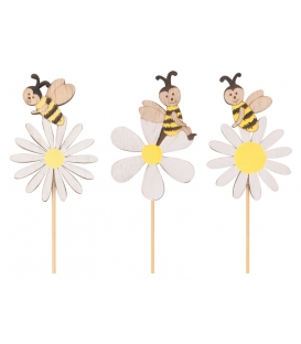 Kytička s včelkou dřevěná na špejli
