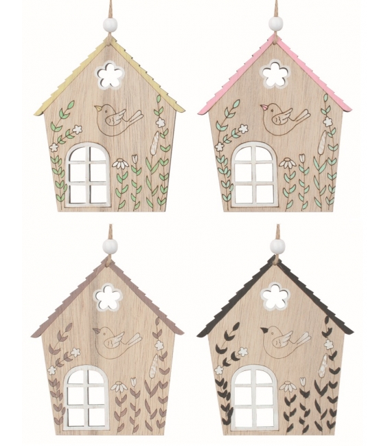 Domek s ptákem dřevěný na zavěšení