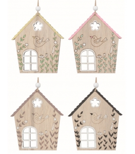 Domek s ptákem dřevěný na zavěšení