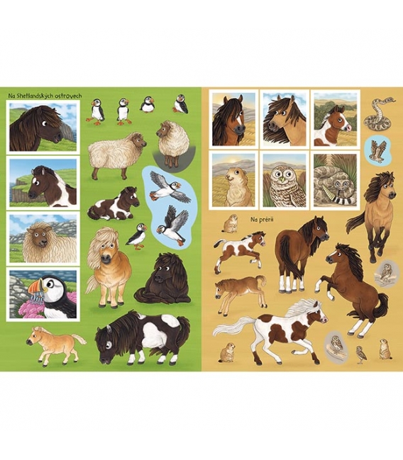 Knížka samolepková Svět zvířat v samolepkách Koně a poníci