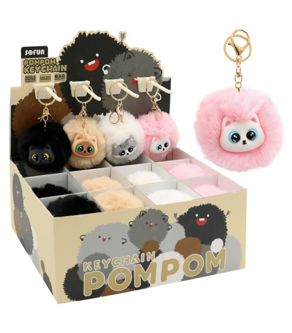 Klíčenka plyšová PomPom Kočka