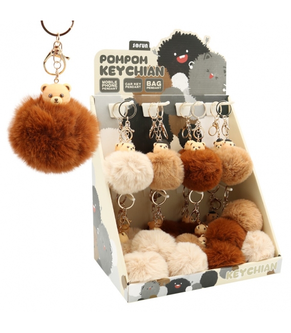 Klíčenka plyšová PomPom Medvěd