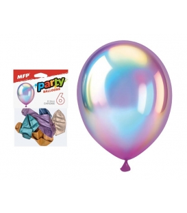 Balónek nafukovací /6ks mix barev chrom 30cm