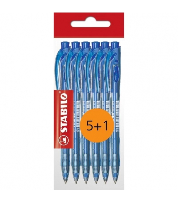 Pero kuličkové Stabilo modré 5+1 zdarma