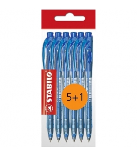 Pero kuličkové Stabilo modré 5+1 zdarma