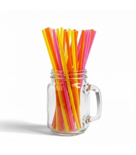 Slámky 8mmx25cm/150ks JUMBO mix neon