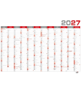Nástěnný roční kalendář B1 červený 2027