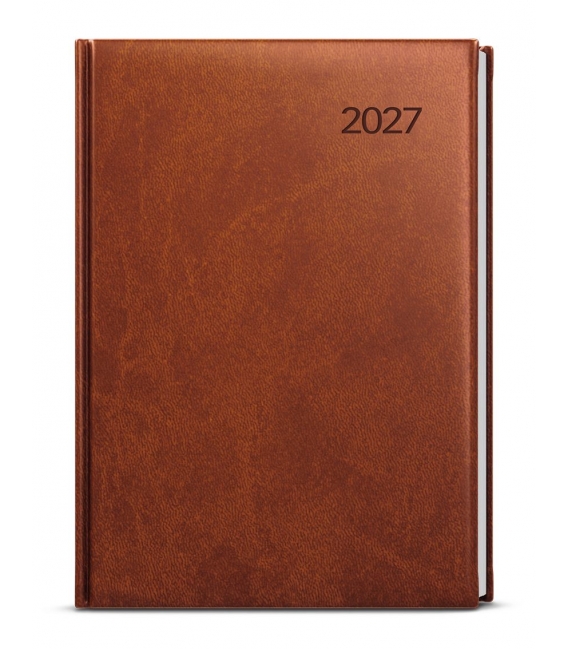 Záznamník denní David vivella A5 hnědý 2027