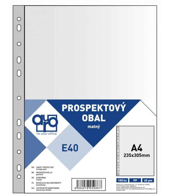 Obal prospektový A4 EURO/ 100ks matný