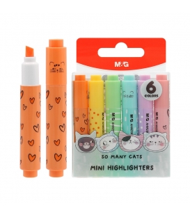 Zvýrazňovač MG Mini So Many Cats pastel sada 6ks